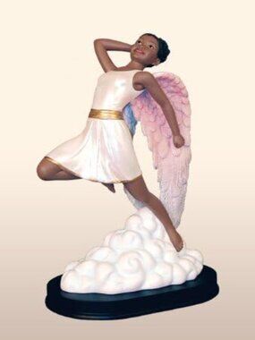 Heavenly Visions Angel Figurine With Pink Wings On Cloud Base Elegant Design Han